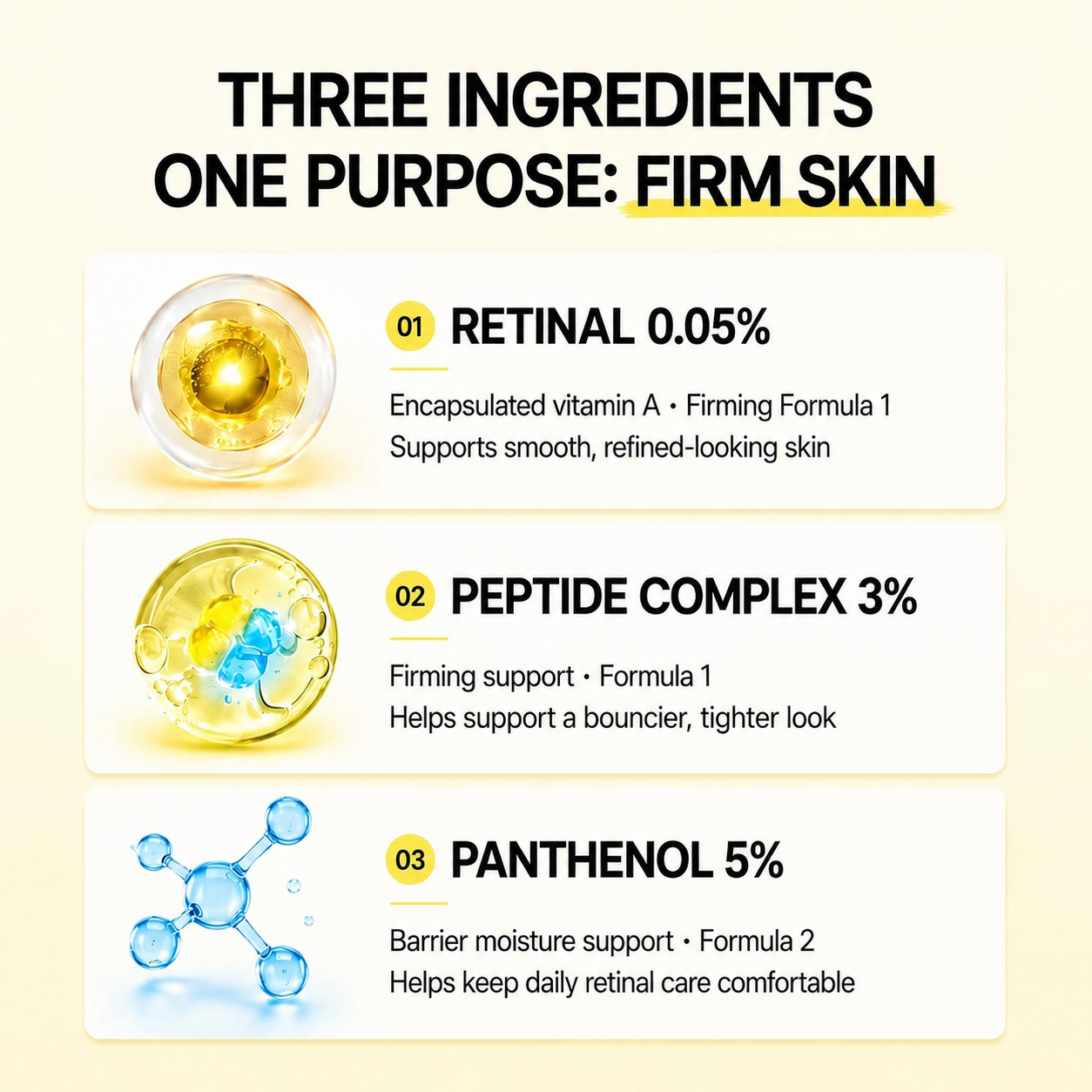💜Dual-Action Firming Cream – 0.05% Retinal, 3% Matrixyl & 5% Panthenol for Wrinkles, Fine Lines & Firmer-Looking Skin ✨