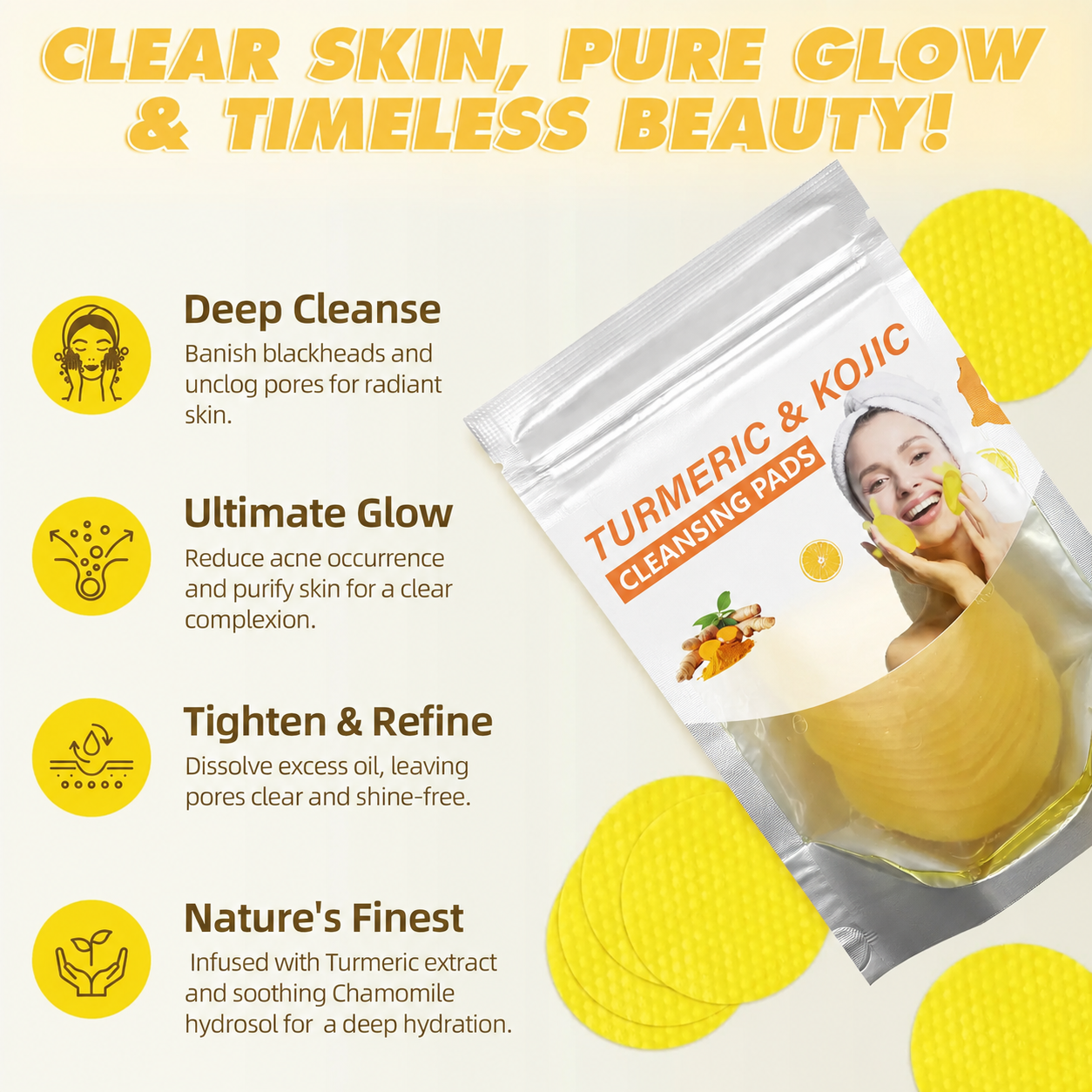 Turmeric Cleansing Exfoliating Pads Facial Cleansing Skincare