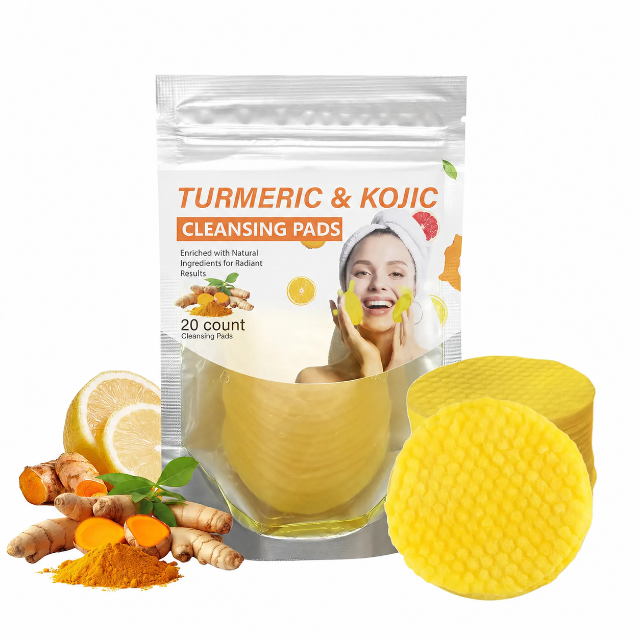 Turmeric and kojic cleansing pads package