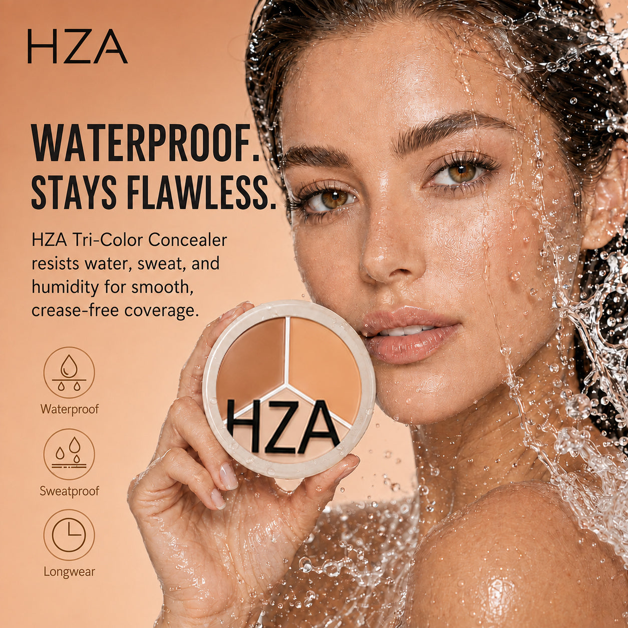 3-in-1 Tri-Color Concealer – Full Coverage, Crease-Free & Waterproof