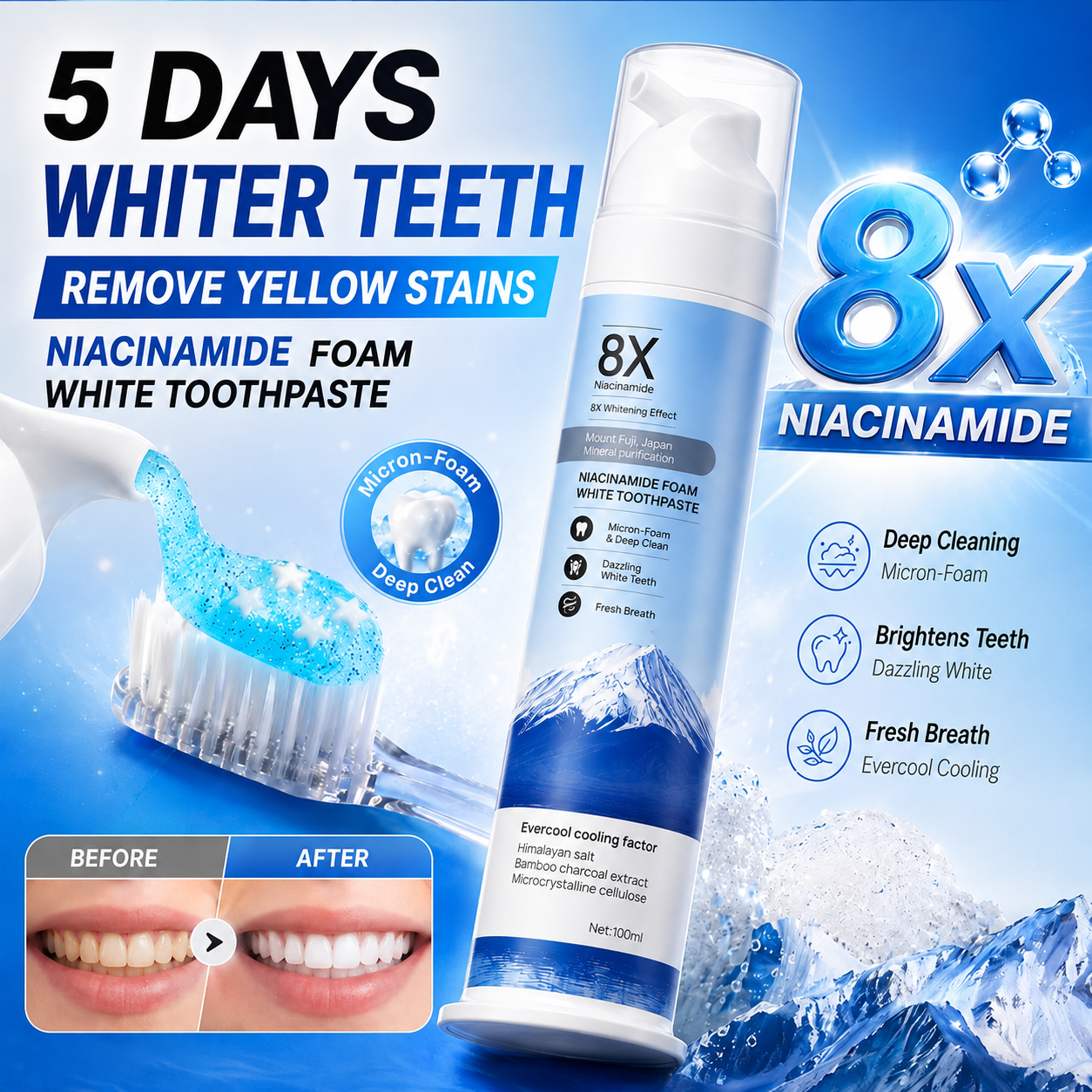Niacinamide Foaming Charcoal Toothpaste
