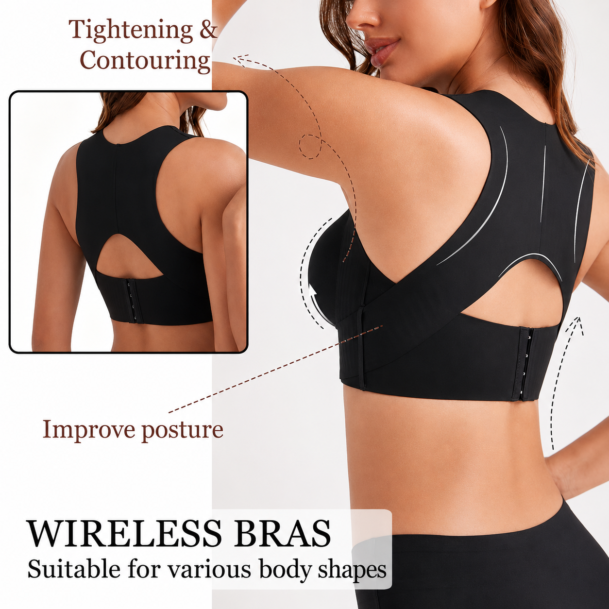 Black Zorivela back smoothing support bra