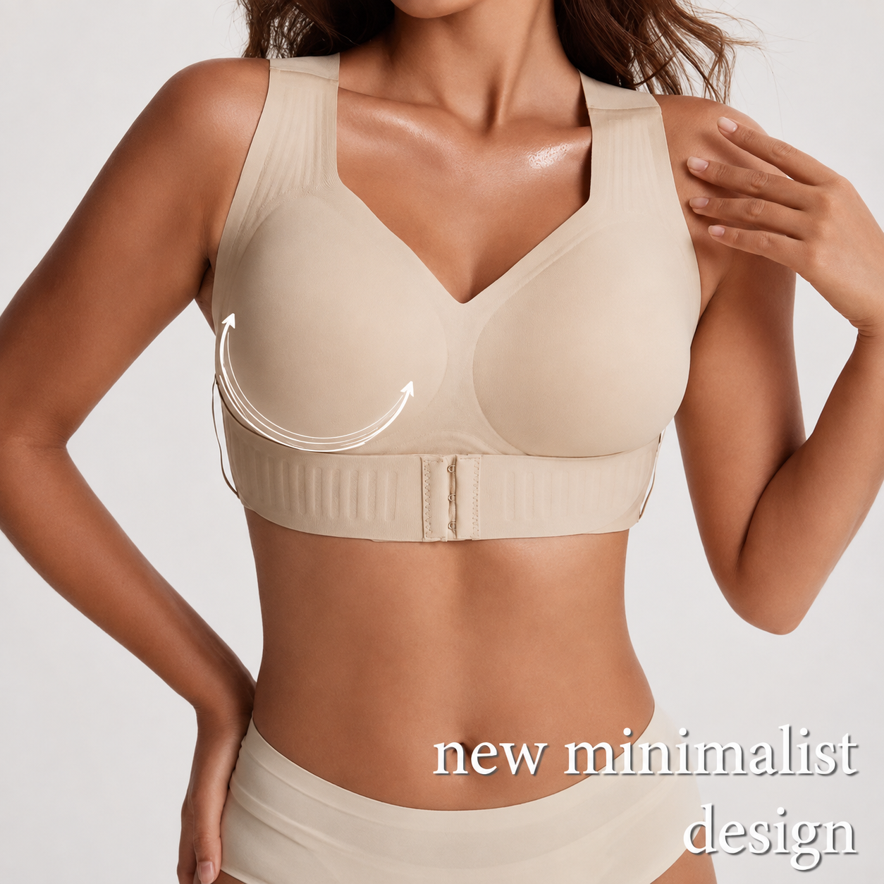 Detail of nude Zorivela wireless support bra