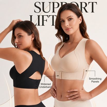 Up Posture Support Bra – Wireless Front-Closure Shaping Bra with Back-Smoothing Support, Wide Straps & Molded Cups