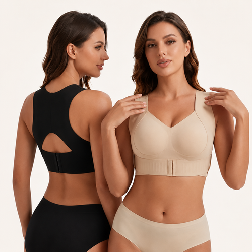Up Posture Support Bra – Wireless Front-Closure Shaping Bra with Back-Smoothing Support, Wide Straps & Molded Cups