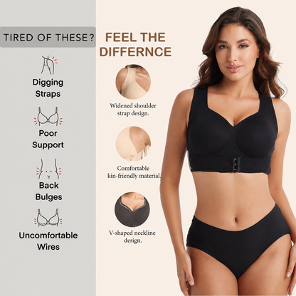 Up Posture Support Bra – Wireless Front-Closure Shaping Bra with Back-Smoothing Support, Wide Straps & Molded Cups