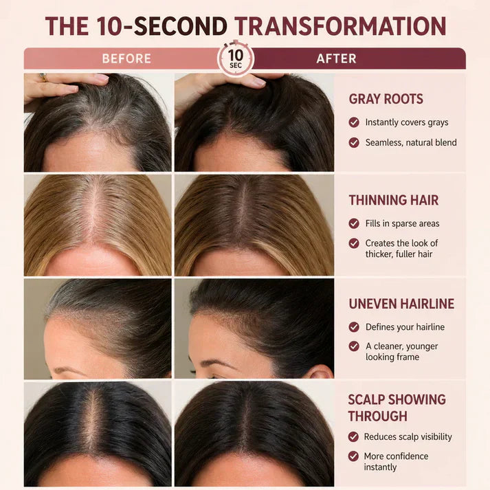 10–Second Hair Concealer Cover Grays. Fill Thin Areas. Perfect Your Hairline.
